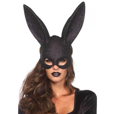Glitter masquerade rabbit mask black o s e comtoy