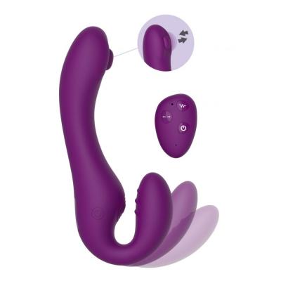 Stimulateur de point g strapless strap on 13 x 35cm violet e comtoy
